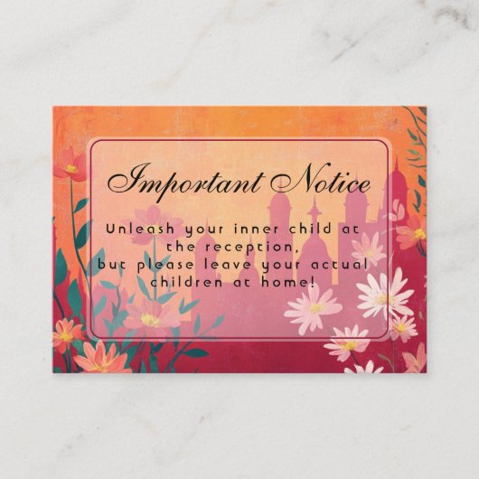 Volwassenen Alleen Zonsondergang Serenade Trouwen Informatiekaartje (Voorkant)