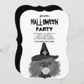 Volwassenen Black and White Witch Halloween Party Kaart (Voorkant / Achterkant)