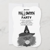 Volwassenen Black and White Witch Halloween Party Kaart (Voorkant)