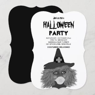 Volwassenen Black and White Witch Halloween Party Kaart