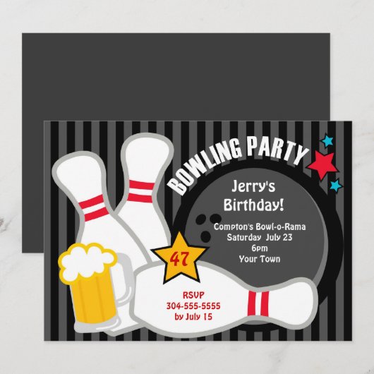 Volwassenen Bowling Kaart (Voorkant / Achterkant)