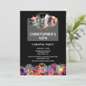 Volwassenen circus carnaval gekke hatter vuurwerk kaart (Staand voorkant)