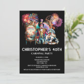 Volwassenen circus carnaval thema ringmaster carro kaart (Staand voorkant)