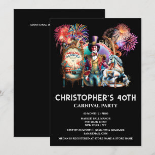 Volwassenen circus carnaval thema ringmaster carro kaart