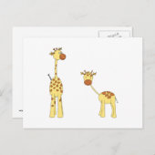 Volwassenen en Baby Giraffe. Cartoon Briefkaart (Voorkant / Achterkant)