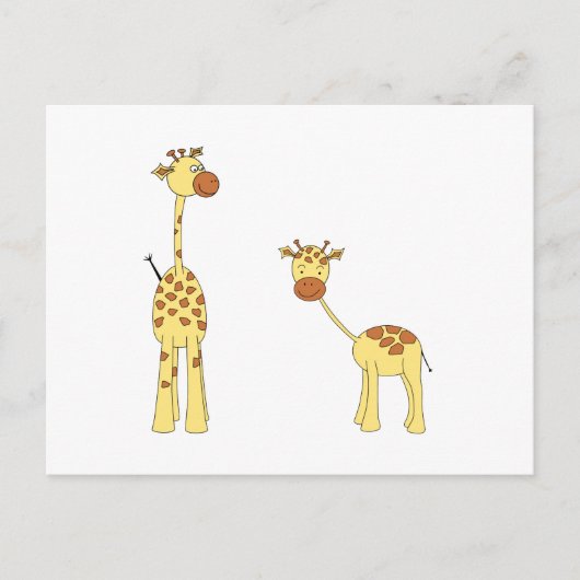 Volwassenen en Baby Giraffe. Cartoon Briefkaart (Voorkant)