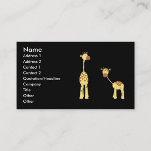 Volwassenen en Baby Giraffe. Cartoon Visitekaartje