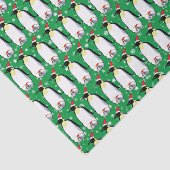 Volwassenen en Baby pinguïns in Santa Hat Tissue P Tissuepapier (Detail)