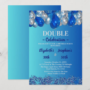 Volwassenen gezamenlijke dubbele verjaardag partij kaart