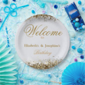 Volwassenen gezamenlijke dubbele verjaardag partij papieren bordje (Feest)