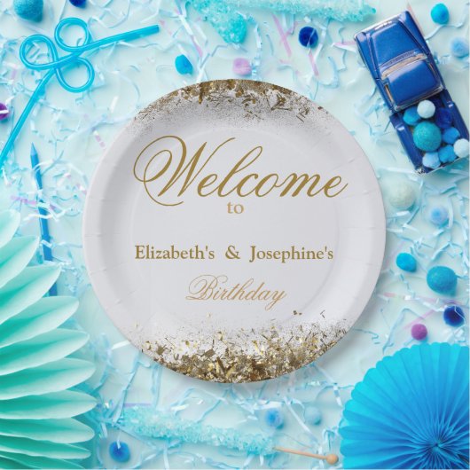 Volwassenen gezamenlijke dubbele verjaardag partij papieren bordje (Feest)