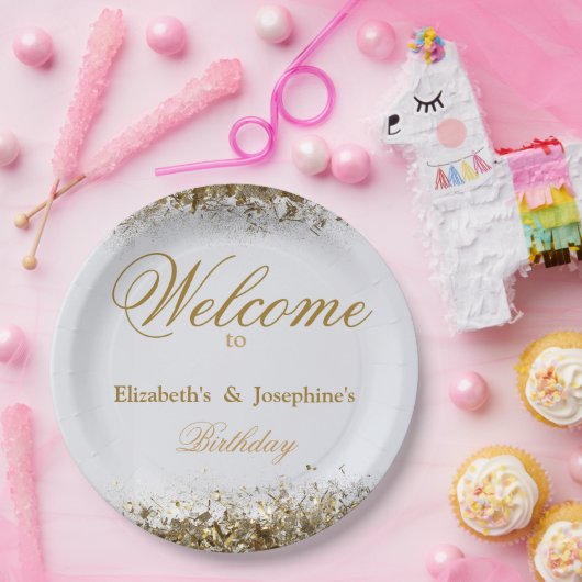 Volwassenen gezamenlijke dubbele verjaardag partij papieren bordje (Feest)