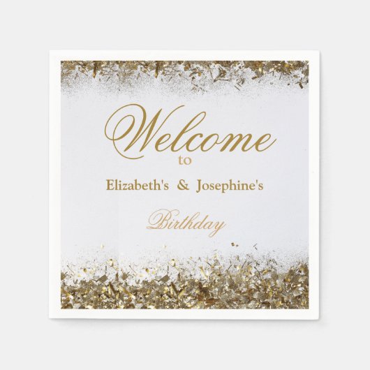 Volwassenen gezamenlijke dubbele verjaardag partij servet (Voorkant)