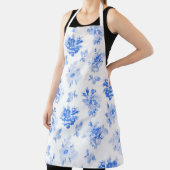 Volwassenen groot profiel in rozen met blauw delft schort (Insitu)