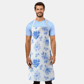 Volwassenen groot profiel in rozen met blauw delft schort (Gedragen)