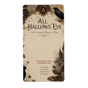 Volwassenen Halloween-feest Raaf, Antieke Sleutel Etiket