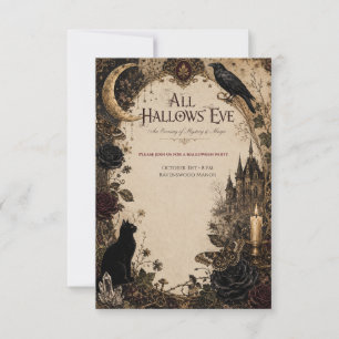 Volwassenen Halloween-feest Raven, antieke sleutel Bedankkaart