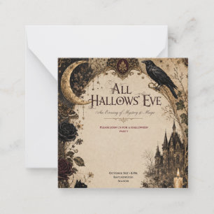 Volwassenen Halloween-feest Raven, Antieke Sleutel Notitiekaartje