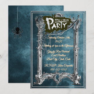 Volwassenen Halloween-feest Vintage Gotische Blauw Kaart