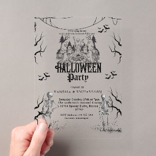 Volwassenen Halloween-feest Vintage Gotische Skele Acryl Uitnodigingen