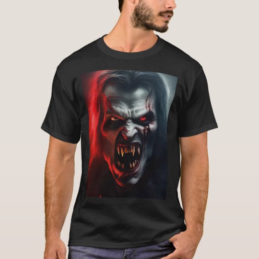 Volwassenen Halloween kostuum vampier man poster T-shirt (Voorkant)