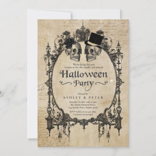 Volwassenen Halloween Party  Gothic Skull Kaart (Voorkant)