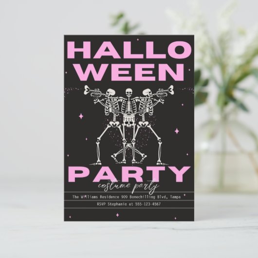 Volwassenen Halloween Party Gothic Skull Kaart (Staand voorkant)