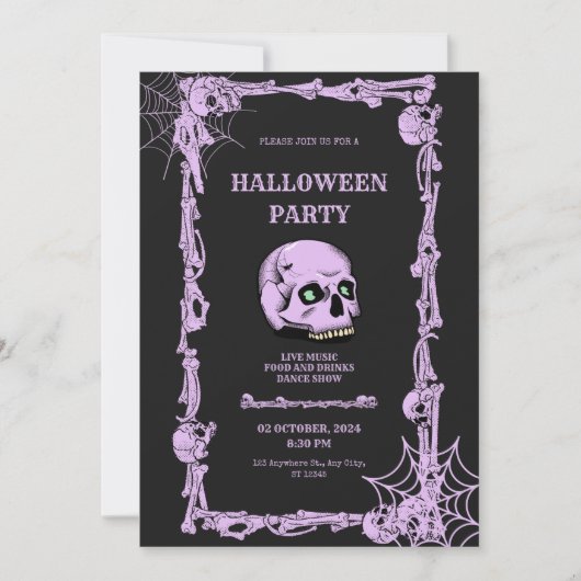 Volwassenen Halloween Party  Gothic Skull Kaart (Voorkant)