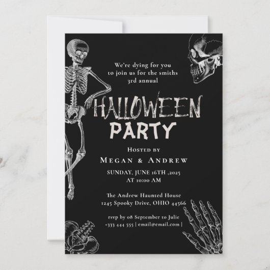 Volwassenen Halloween Party  Gothic Skull Kaart (Voorkant)