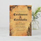 Volwassenen Halloween Party  Gothic Skull Kaart (Staand voorkant)