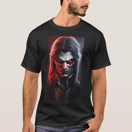 Volwassenen Halloween vampier ondode humanoïde eng T-shirt (Voorkant)