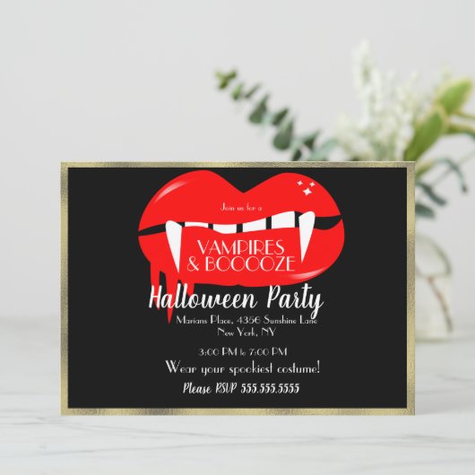 Volwassenen Halloween Vampire Party Red Black en G Kaart (Staand voorkant)