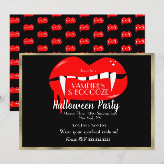 Volwassenen Halloween Vampire Party Red Black en G Kaart (Voorkant / Achterkant)