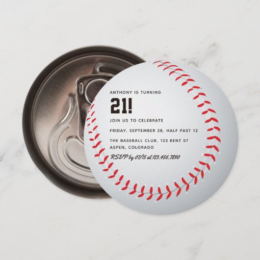 Volwassenen honkbal verjaardagsfeestje kaart (Voorkant / Achterkant)