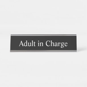 Volwassenen in lading, bureau naambordje