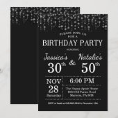 Volwassenen Joint Birthday Party Silver Glitter Kaart (Voorkant / Achterkant)