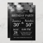 Volwassenen Joint Birthday Party Silver Glitter Kaart (Voorkant / Achterkant)