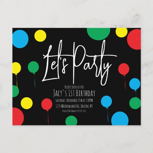 Volwassenen Kinderballonnen van de Birthday Stippe Briefkaart (Voorkant)