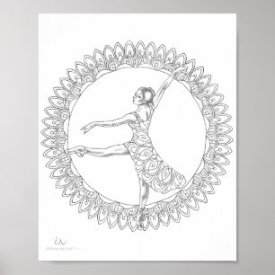 Volwassenen Poster Ballerina Mandala Dancer