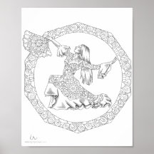 Volwassenen Poster Mandala Flamenco Dancer