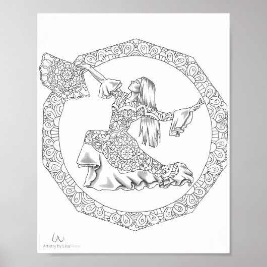 Volwassenen Poster Mandala Flamenco Dancer (Voorkant)