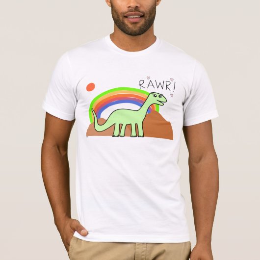 Volwassenen Rainbow Rawr Shirten T-shirt (Voorkant)