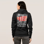 Volwassenen ritssluiting Hoodie – Rode Pulse Abstr (Achterkant volledig)
