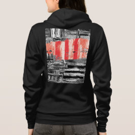 Volwassenen ritssluiting Hoodie – Rode Pulse Abstr