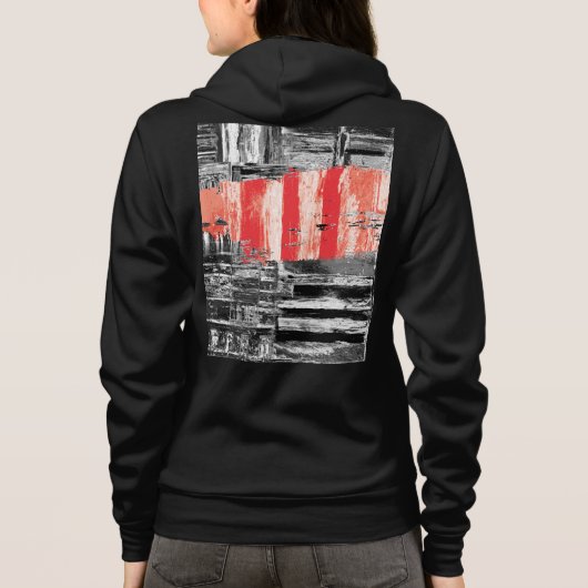 Volwassenen ritssluiting Hoodie – Rode Pulse Abstr (Achterkant)