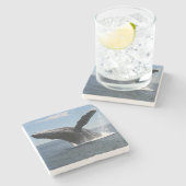 Volwassenen van de walvis stenen onderzetter (Zijkant)