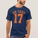 Volwassenen van Navy Blue en Oranje | Sport Jersey T-shirt<br><div class="desc">Volwassenen van Navy Blue en Oranje | Sport Jersey Design Mannen Jersey T-Shirt</div>