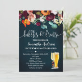 Volwassenen Verjaardag Bubbels & Brews Wijnbloemen Kaart (Staand voorkant)