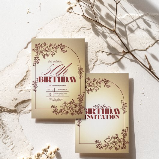 Volwassenen Verjaardag uitnodiging gouden kastanje