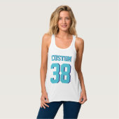 Volwassenen: wit en Turquoise | Sport Football Jer Tanktop (Volledige Voorkant)